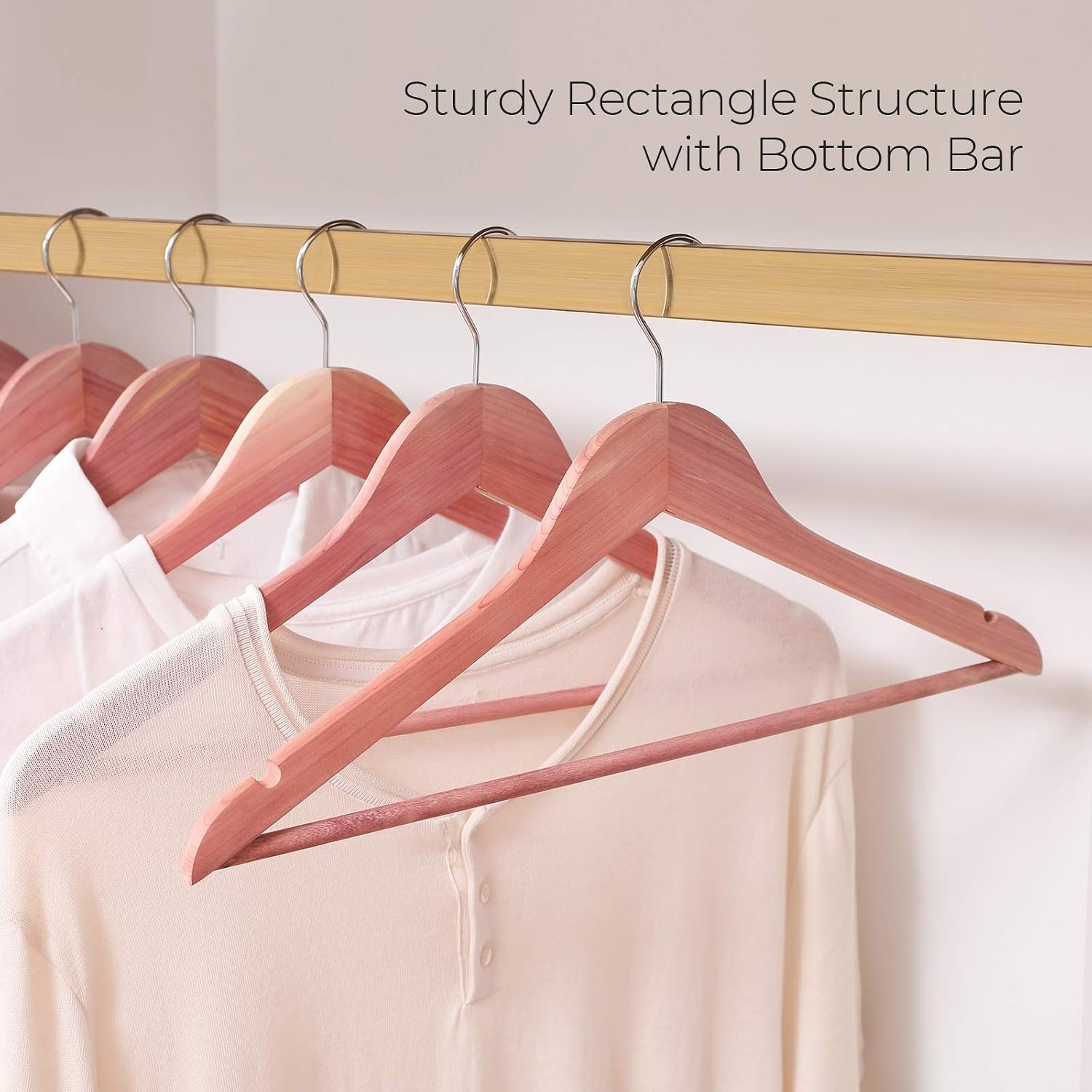 image:imageSONGMICS Red Cedar Wood Hangers Pack of 10 American Cedar Suit Hangers with Smooth Surface NonSlip with Shoulder Notches Fresh Cedar Scent for Closet Pinkish Red UCRW005R01