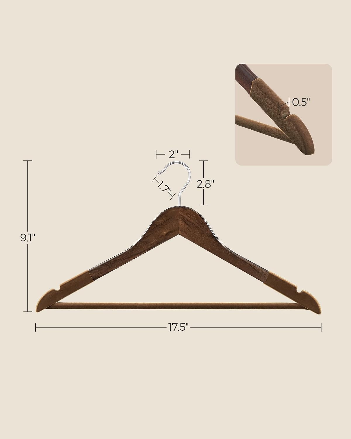 image:imageSONGMICS Velvet Wooden Hangers 20 Pack Wooden Hangers with Velvet Surface