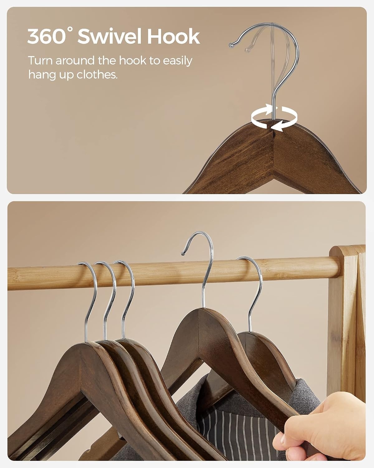 image:imageSONGMICS Velvet Wooden Hangers 20 Pack Wooden Hangers with Velvet Surface