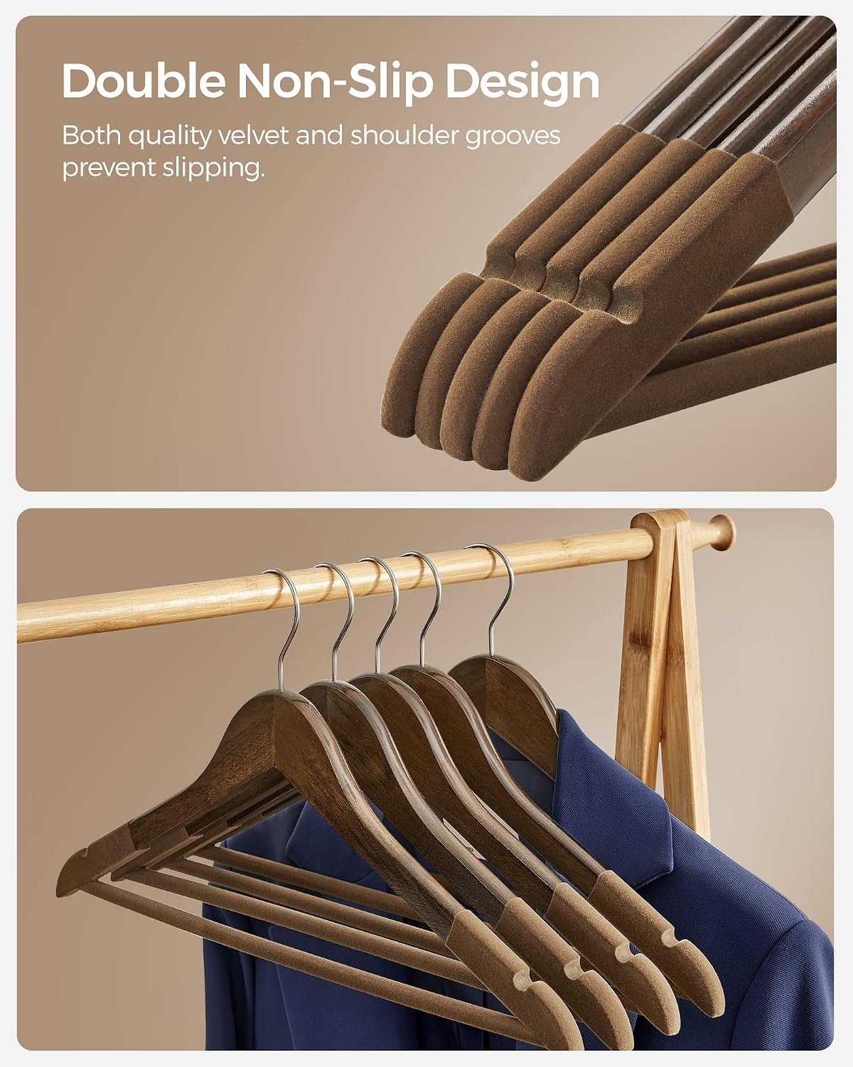 image:imageSONGMICS Velvet Wooden Hangers 20 Pack Wooden Hangers with Velvet Surface