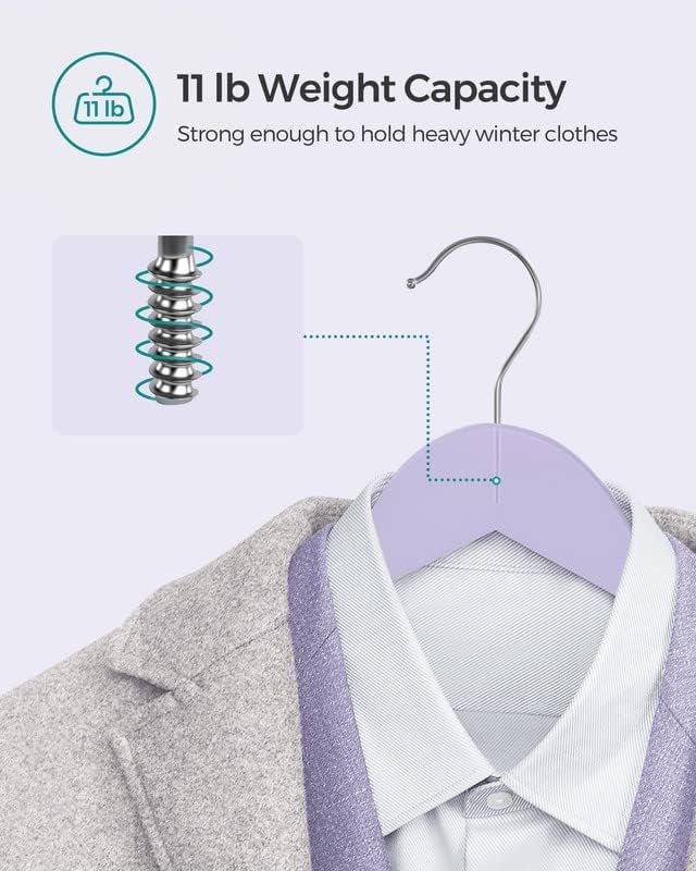 image:imageSONGMICS Wooden Hangers 20Pack Wood Coat Hangers with Shoulder Notches Swivel Hook NonSlip for Jackets Shirts Suits Light Purple and Silver UCRW001P20