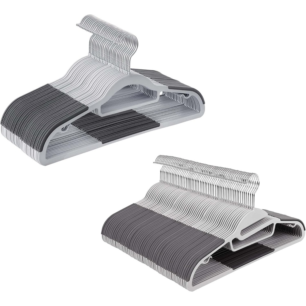 image:imageSONGMICS 50Pack Coat Hangers and Set of 30 Hangers Bundle Quality Plastic NonSlip Hangers SpaceSaving Durable for Suits Shirts Jackets Light and Dark Gray UCRP41G50 and UCRP20G30