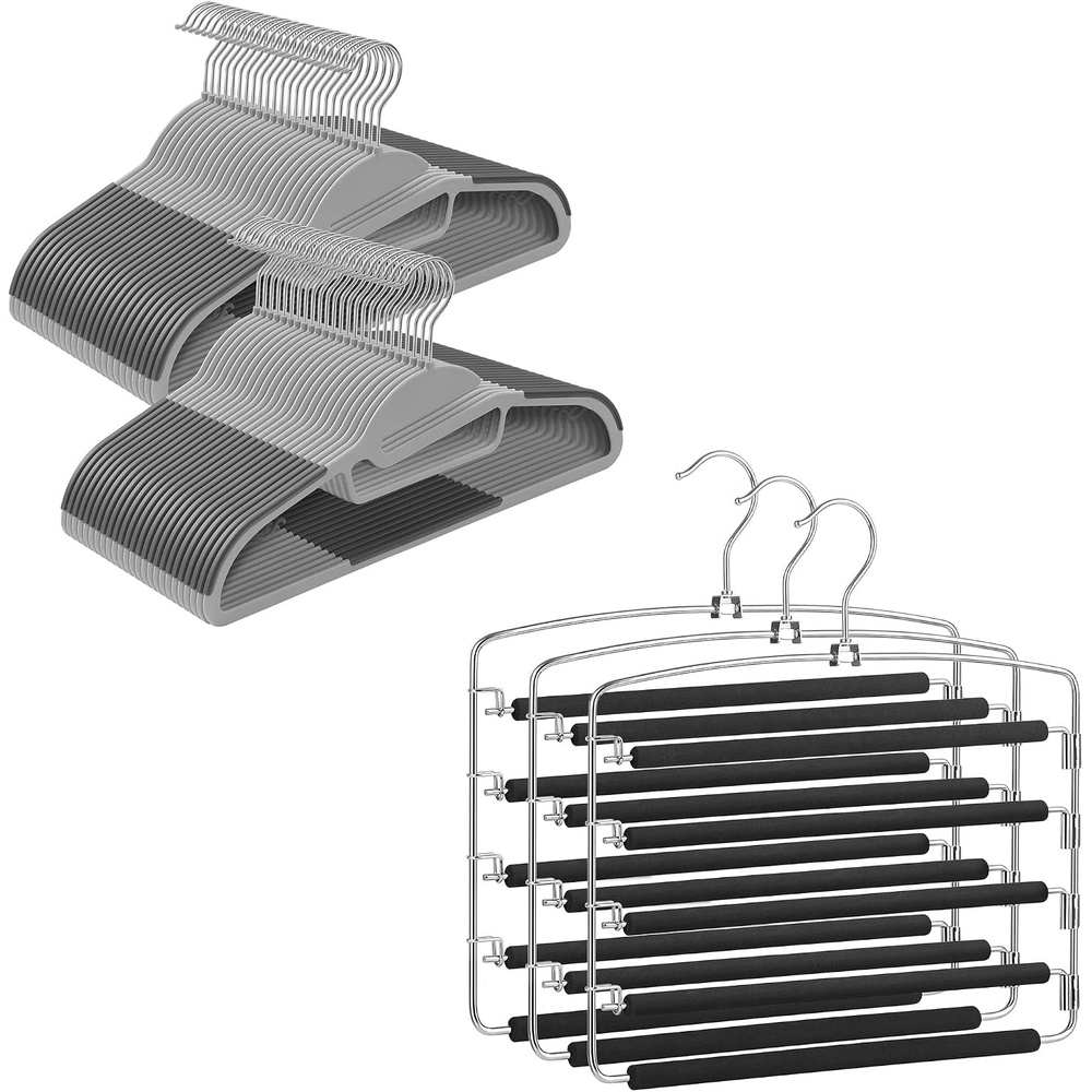 image:imageSONGMICS 5Tier Pants Organizer and Plastic Suit Hangers Bundle