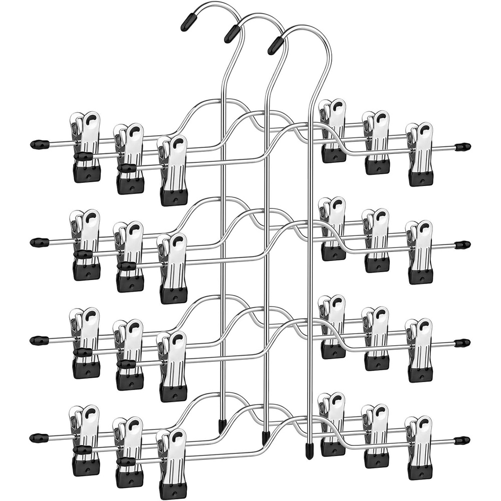 image:imageSONGMICS Pants Hangers Set of 3 4 Tier NonSlip Space Saving Organizers
