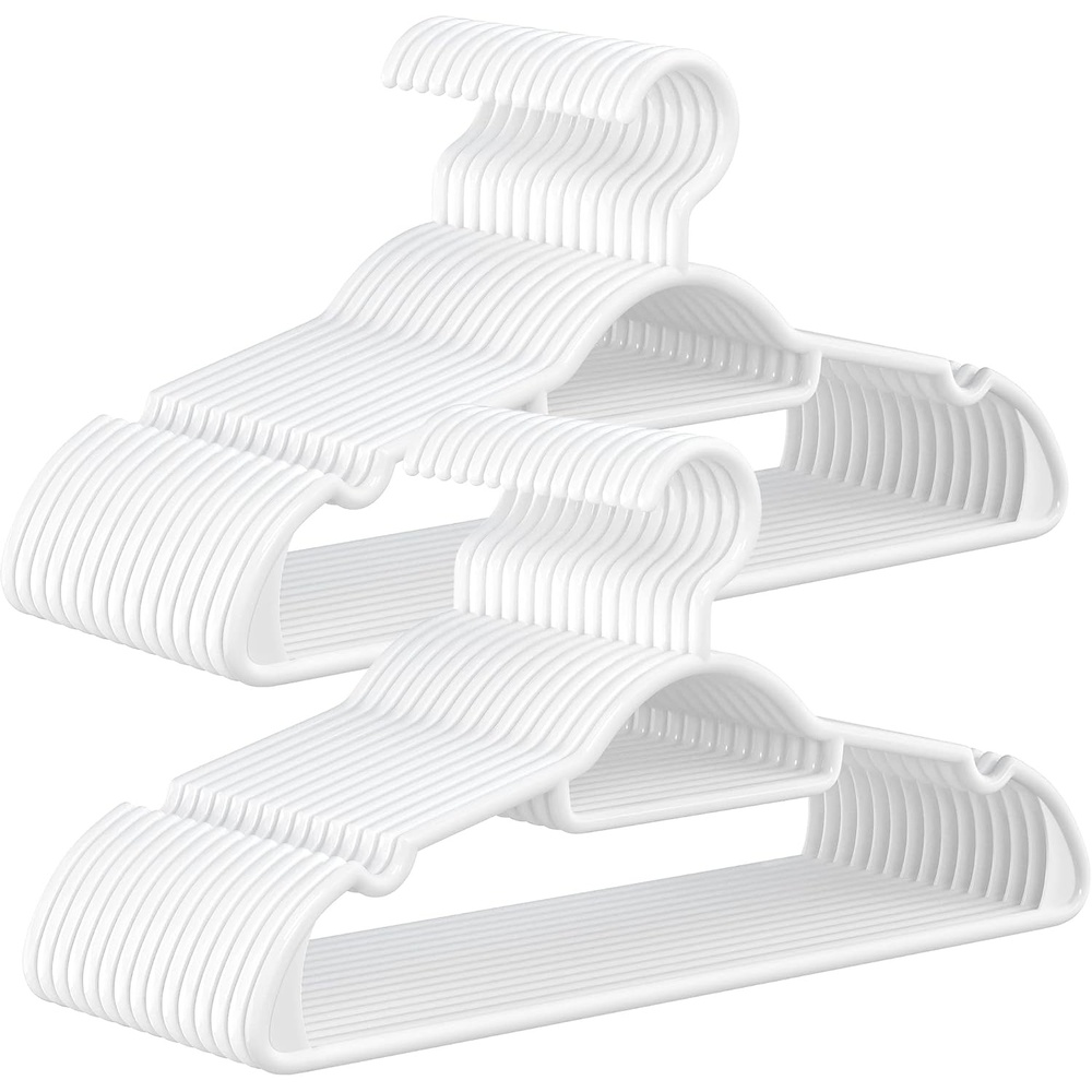 image:imageSONGMICS Plastic Hangers 30 Pack Lightweight SpaceSaving Hangers Hangs up to 8 lb HeavyDuty Clothes Hangers for Coats Pants Dresses White UCRP007W30