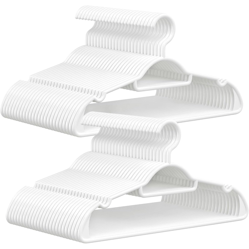 image:imageSONGMICS Plastic Hangers 50 Pack Lightweight SpaceSaving Hangers Hangs up to 8 lb HeavyDuty Clothes Hangers for Coats Pants Dresses White UCRP007W50
