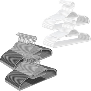 SONGMICS 50-Pack Coat Hangers and 30-Pack Hangers Bundle, Space-Saving, Heavy-Duty Clothes Hangers for Coats, Pants, Dresses, Light and Dark Gray, White UCRP41G-50 and UCRP007W30