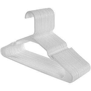 SONGMICS Clothes Hangers Plastic 50 Pack, Easy and Convenient with Widened Non Slip Grooves and Reinforced Ends, White UCRP03W-50