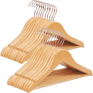 SONGMICS Kids Wooden Hangers 20 Pack, Solid Wood Baby Hangers, Children’s Coat Hangers with Pants Bar, Shoulder Notches, Swivel Hooks, 12.6 x 7.5 Inches, Natural and Rose Gold UCRW006N03