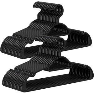 SONGMICS Plastic Hangers, 30 Pack Lightweight Space-Saving Hangers, Hangs up to 8 lb, Heavy-Duty Clothes Hangers for Coats, Pants, Dresses, Black UCRP007B30