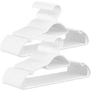 SONGMICS Plastic Hangers, 30 Pack Lightweight Space-Saving Hangers, Hangs up to 8 lb, Heavy-Duty Clothes Hangers for Coats, Pants, Dresses, White UCRP007W30