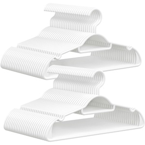SONGMICS Plastic Hangers, 50 Pack Lightweight Space-Saving Hangers, Hangs up to 8 lb, Heavy-Duty Clothes Hangers for Coats, Pants, Dresses, White UCRP007W50