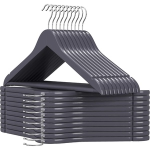 SONGMICS Solid Wood Hangers, 20-Pack Coat Hangers with Shoulder Notches, Trousers Bar, 360° Swivel Hook, Non-Slip for Jackets, Shirts, Dresses, Gray UCRW001G01