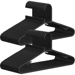SONGMICS Space-Saving Plastic Hangers, Lightweight, for Pants, Coats, Dresses – Black, 30 Pack