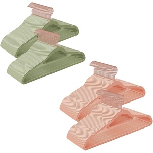 SONGMICS Velvet Hangers Bundle, Set of 50 with Set of 50, Clothes Hanger with Rose Gold Swivel Hook, Non-Slip, and Space-Saving, 0.2-Inch Thick, Pale Green and Light Pink, UCRF021GR50 and UCRF21PK50