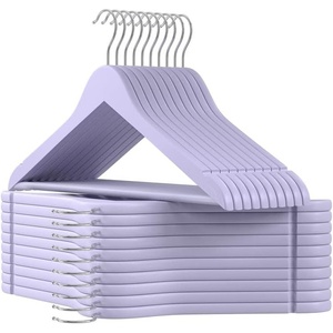SONGMICS Wooden Hangers, 20-Pack Wood Coat Hangers with Shoulder Notches, Swivel Hook, Non-Slip for Jackets, Shirts, Suits, Light Purple and Silver UCRW001P20