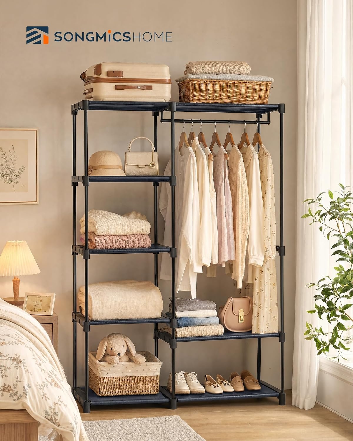 image:imageSONGMICS HOME Freestanding Clothes Rack Portable Closet for Cloakroom Bedroom 443 x 171 x 652 Inches GrayGray