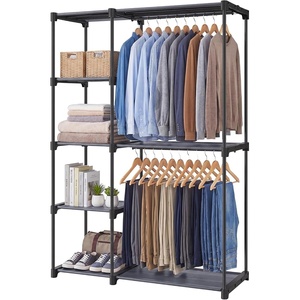 SONGMICS HOME Freestanding Clothes Rack, Portable Closet, for Cloakroom, Bedroom, 44.3 x 17.1 x 65.2 Inches, Gray(Gray)
