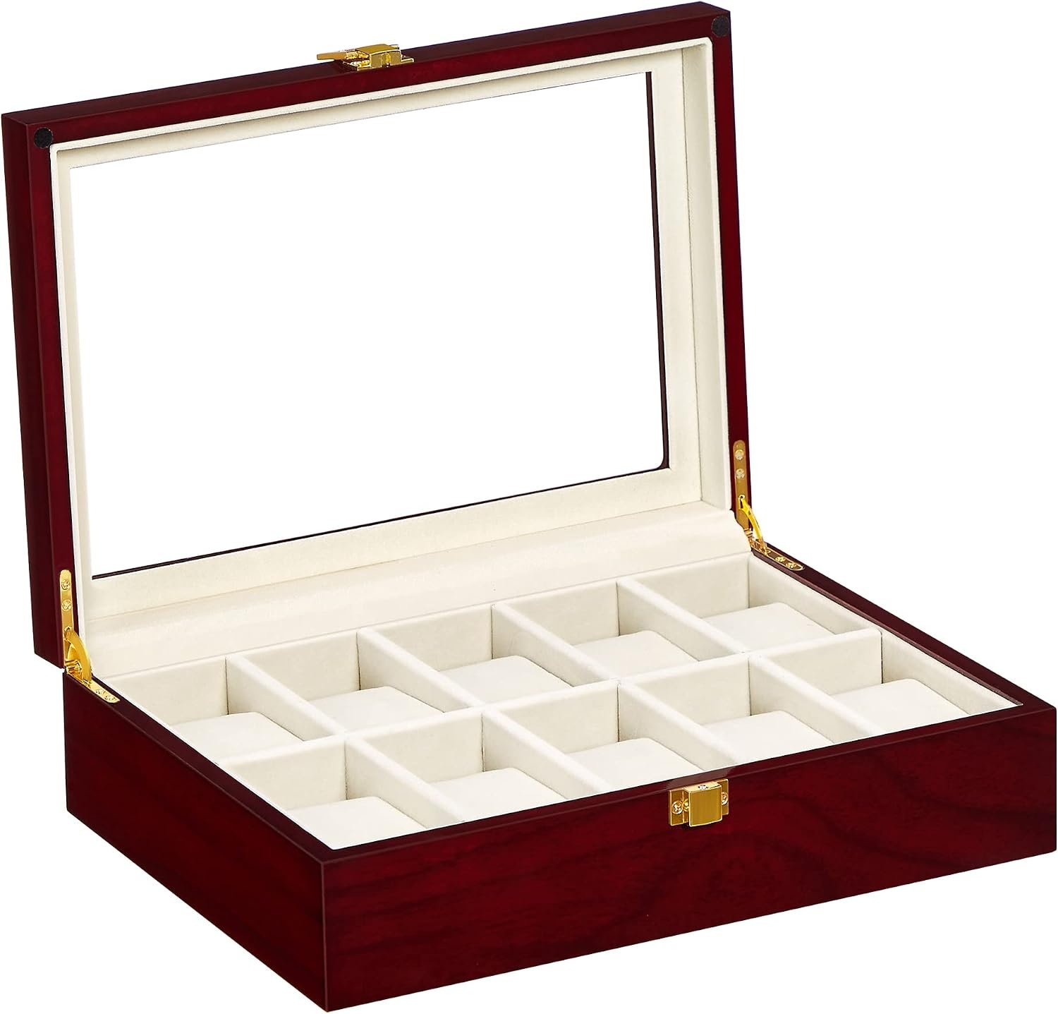 image:imageSONGMICS 10Slot Watch Box with Large Glass Lid Velvet Lining