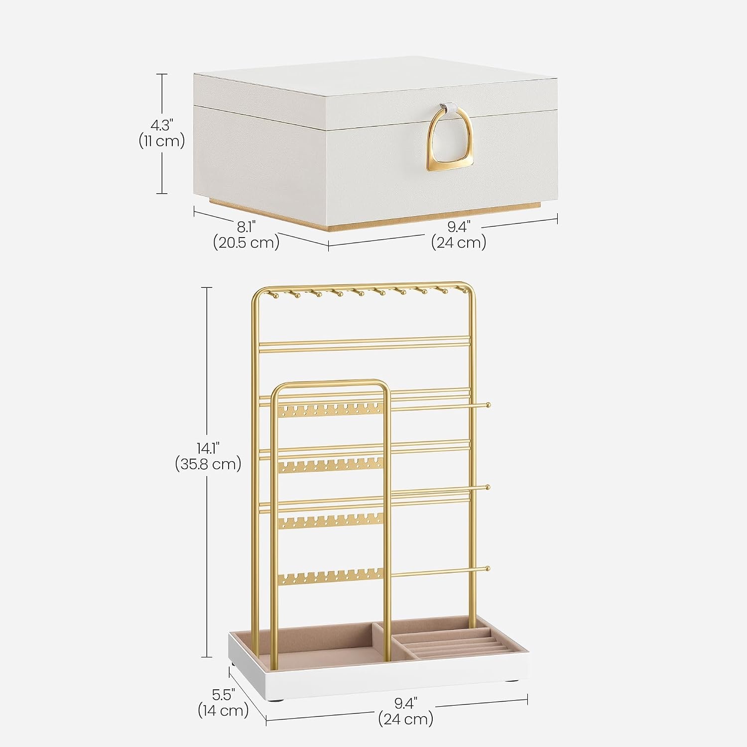 image:imageSONGMICS 2Layer Jewelry Box Bundle with Jewelry Holder Metal Frame
