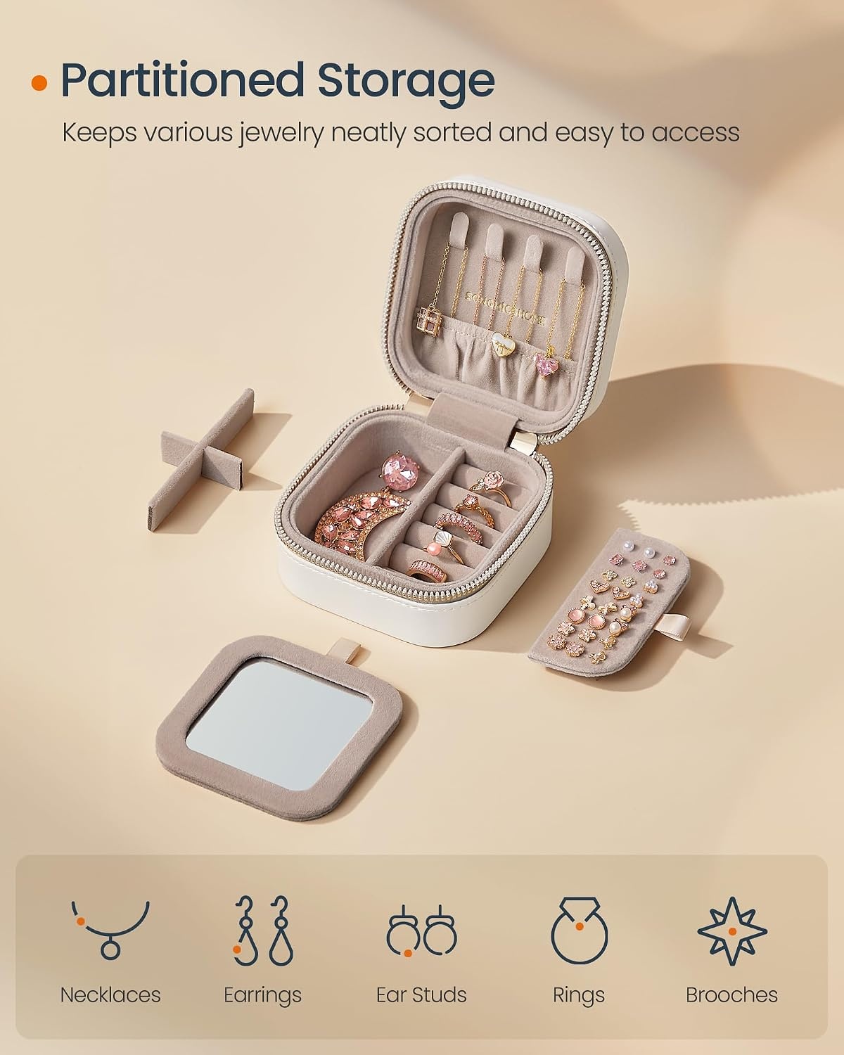 image:imageSONGMICS Jewelry Holder and Travel Jewelry Box Bundle Metal Frame
