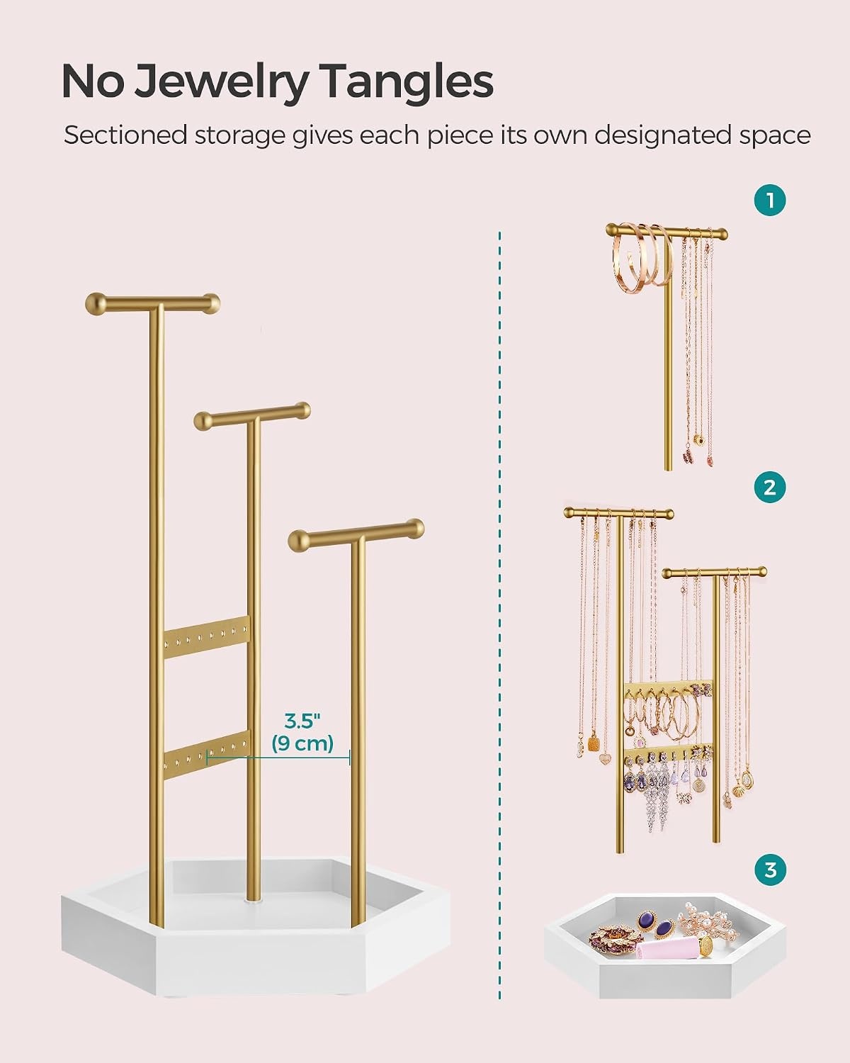image:imageSONGMICS Jewelry Holder and Travel Jewelry Box Bundle Metal Frame