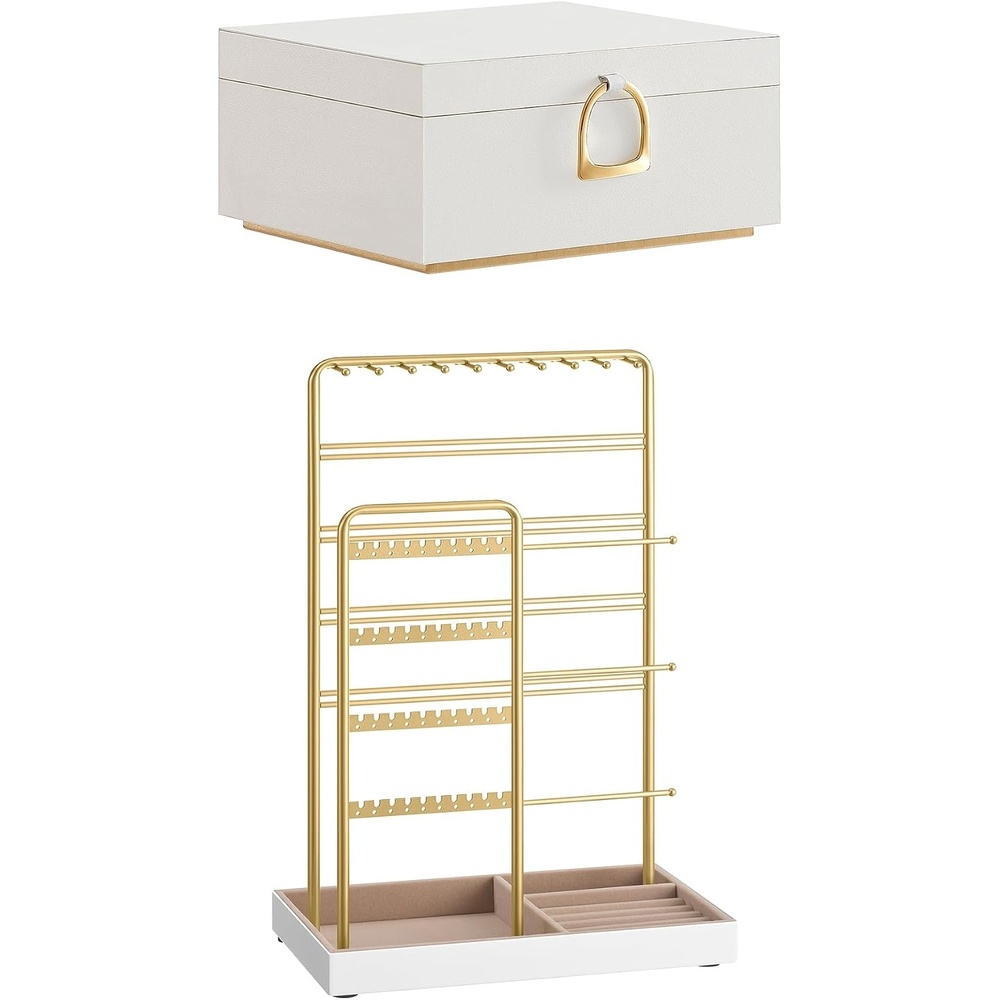 image:imageSONGMICS 2Layer Jewelry Box Bundle with Jewelry Holder Metal Frame