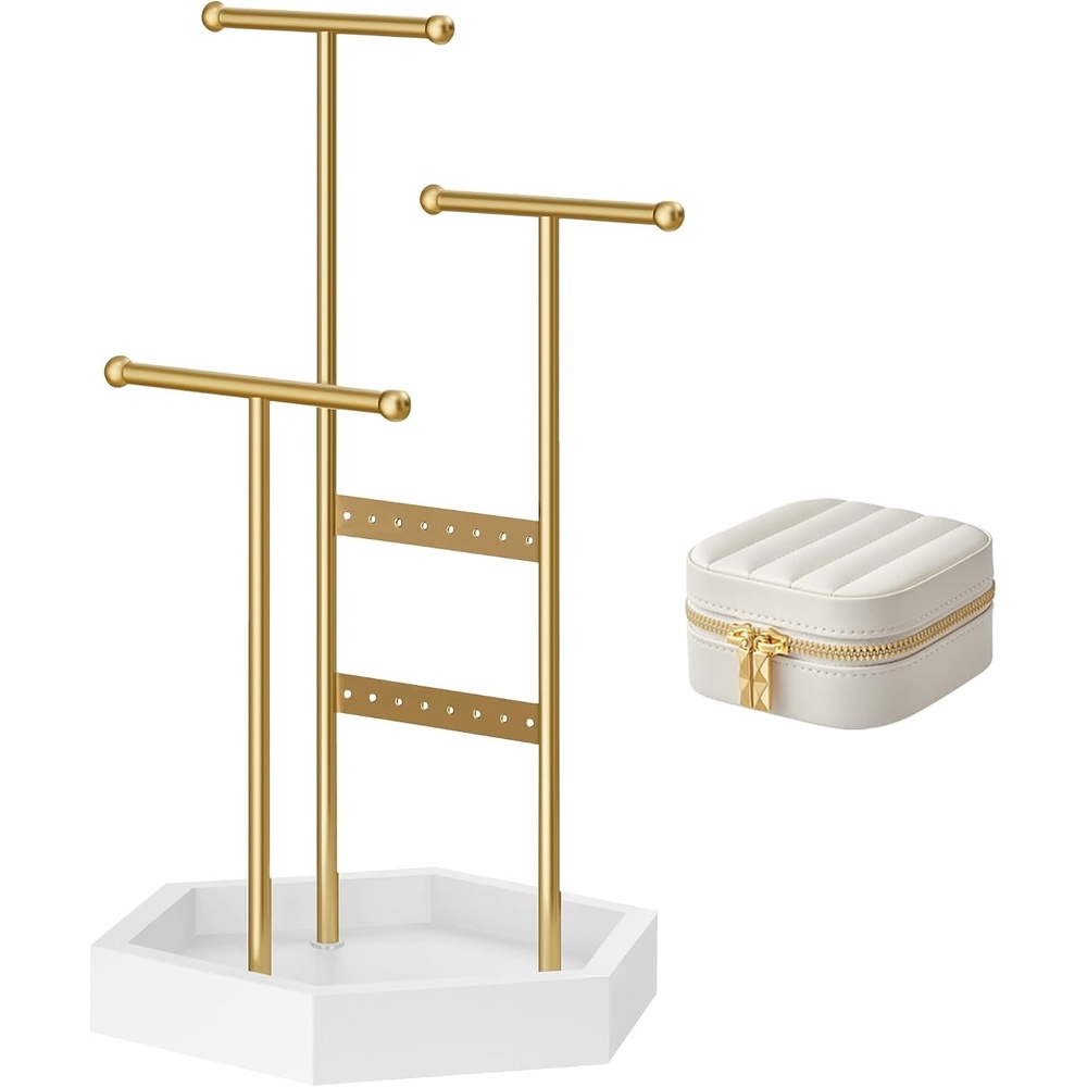 image:imageSONGMICS Jewelry Holder and Travel Jewelry Box Bundle Metal Frame
