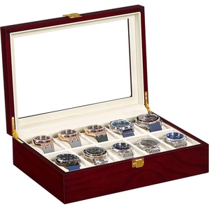 SONGMICS 10-Slot Watch Box with Large Glass Lid, Velvet Lining