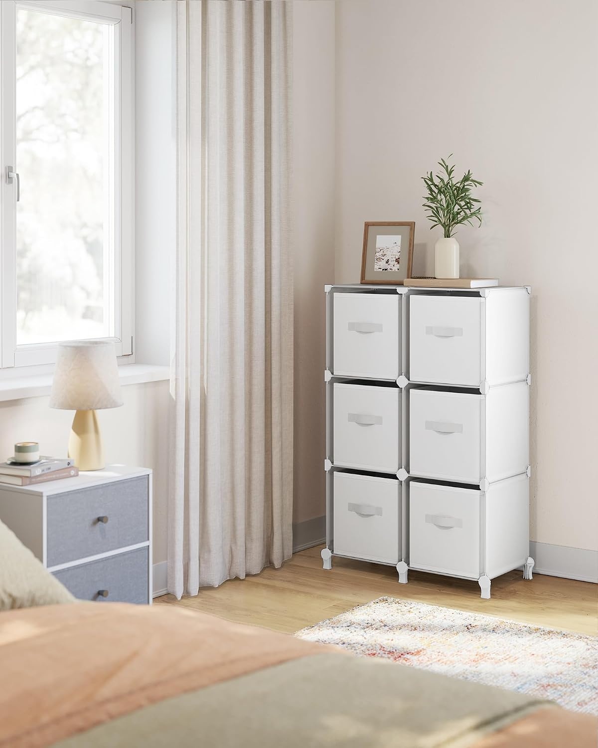 image:imageSONGMICS 6Cube Storage Organizer with 6 Collapsible Bins CustomizableCloud White