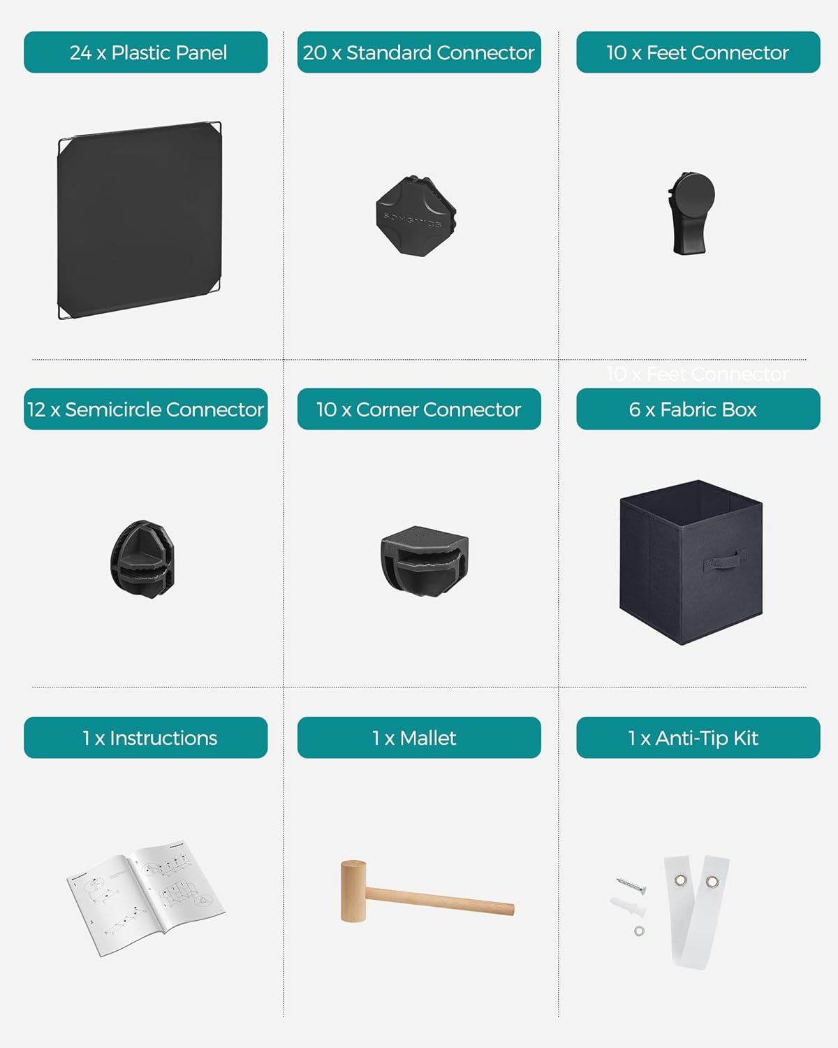 image:imageSONGMICS 6Cube Storage Organizer with 6 Collapsible Bins CustomizableInk Black Dove Gray