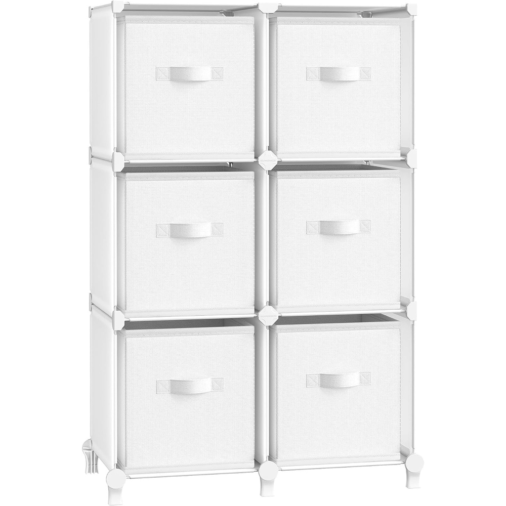 image:imageSONGMICS 6Cube Storage Organizer with 6 Collapsible Bins CustomizableCloud White