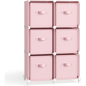 SONGMICS 6-Cube Storage Organizer with 6 Collapsible Bins, Customizable(Jelly Pink)