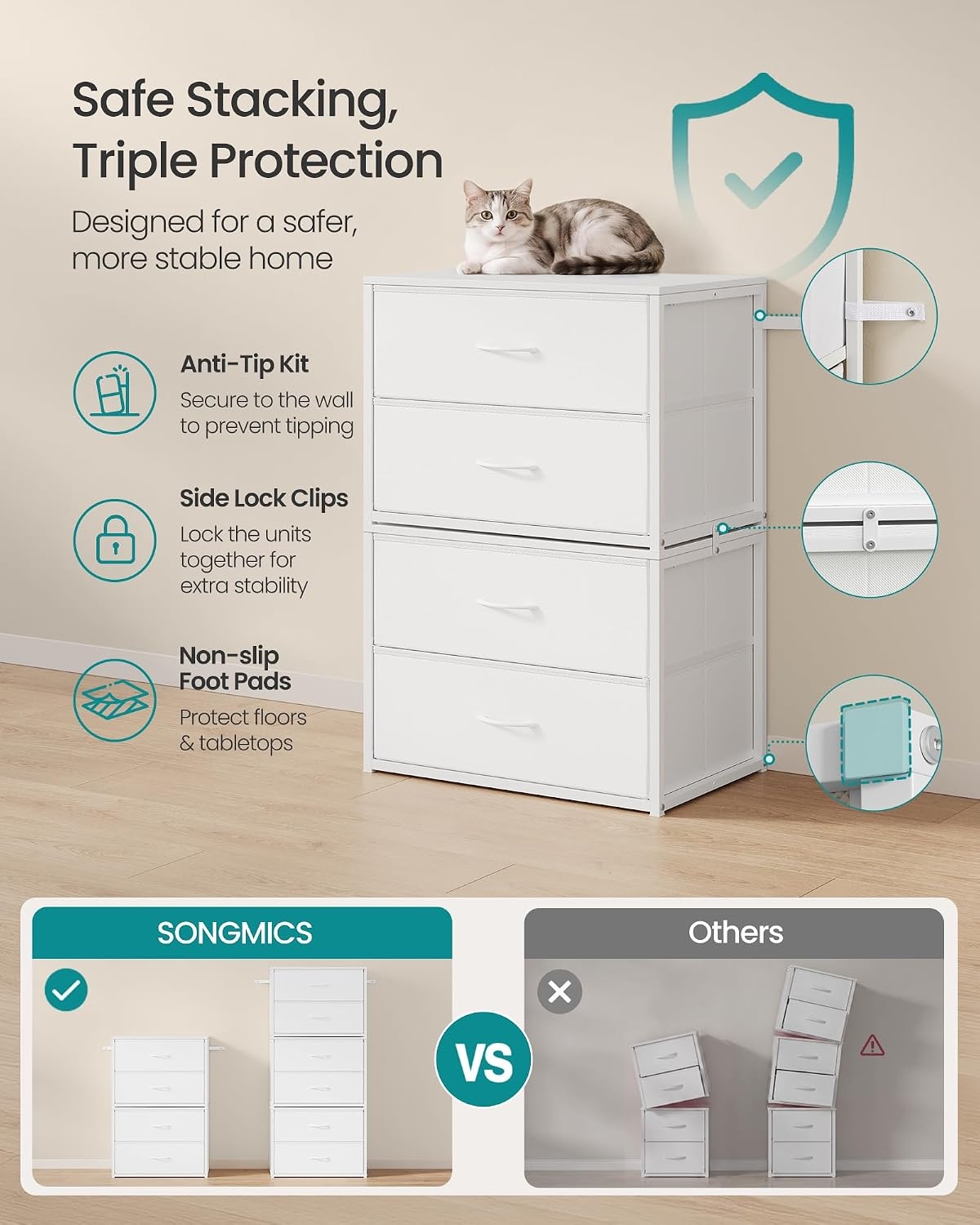 image:imageSONGMICS Closet Organizers and Storage Stackable Storage DrawersCloud White