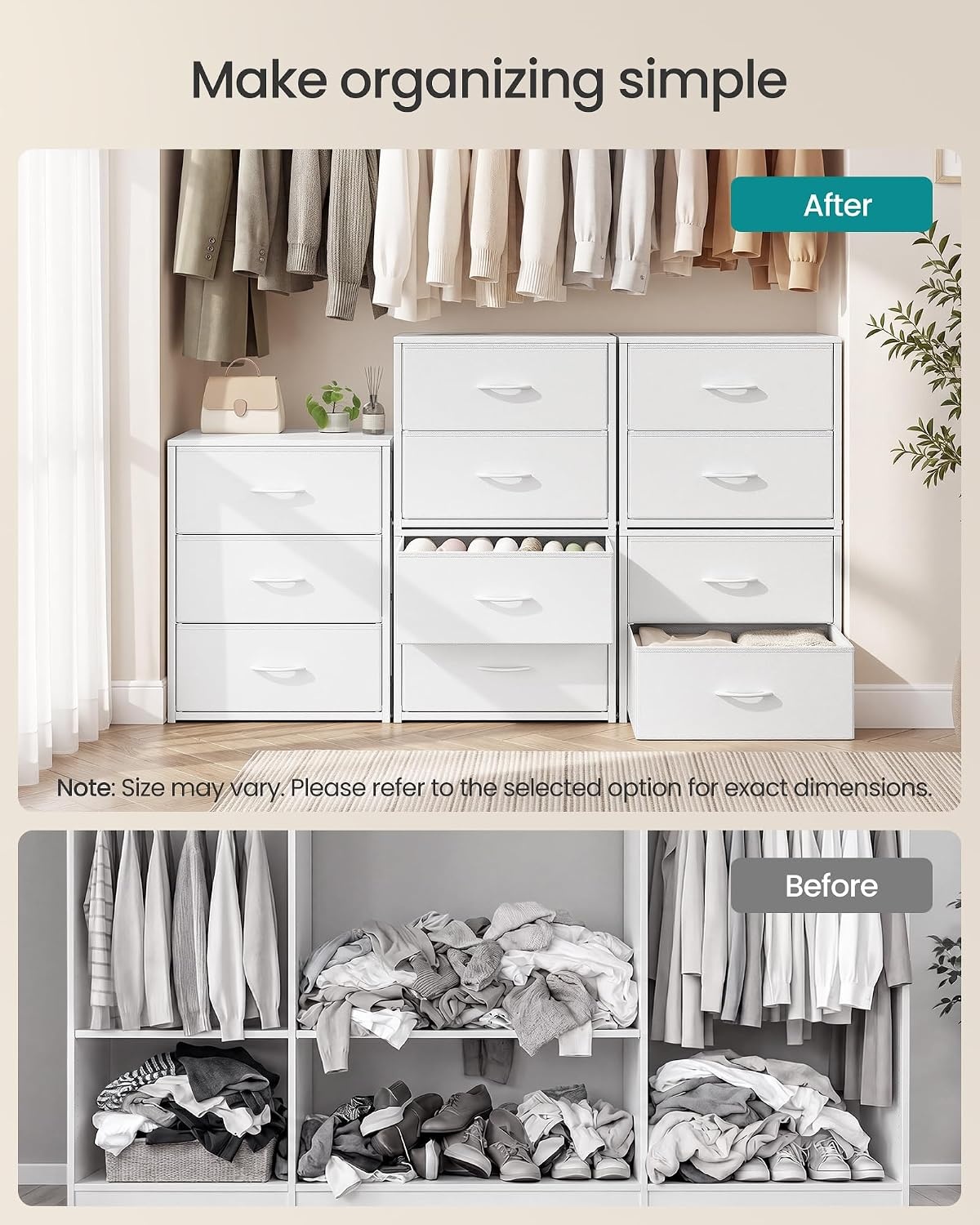 image:imageSONGMICS Closet Organizers and Storage Stackable Storage DrawersCloud White