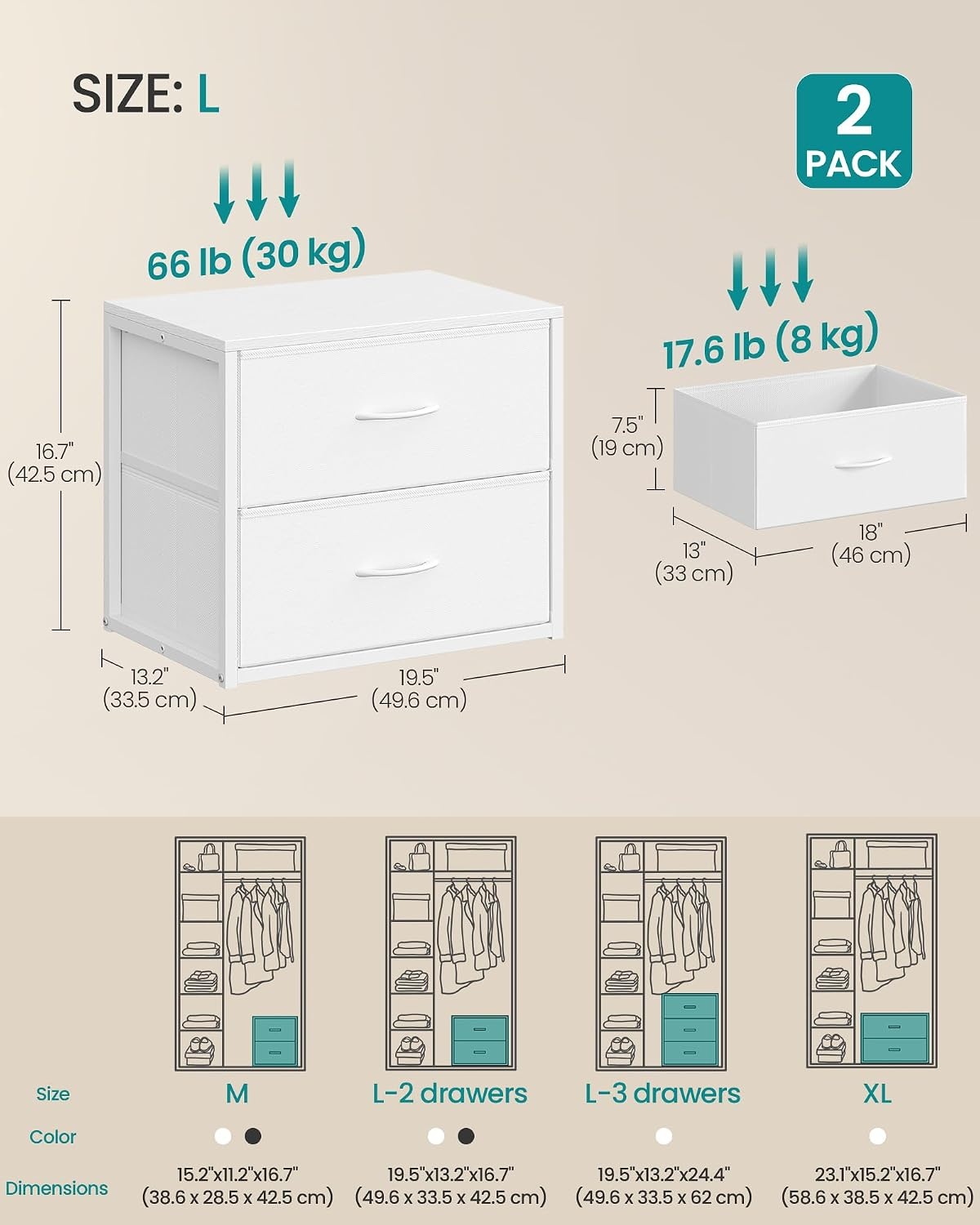 image:imageSONGMICS Closet Organizers and Storage Stackable Storage DrawersCloud White