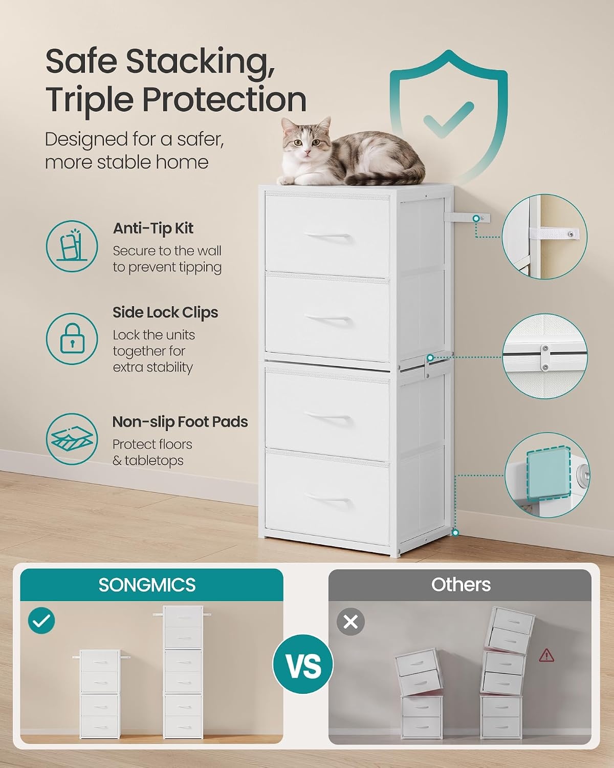 image:imageSONGMICS Closet Organizers and Storage Stackable Storage DrawersCloud White