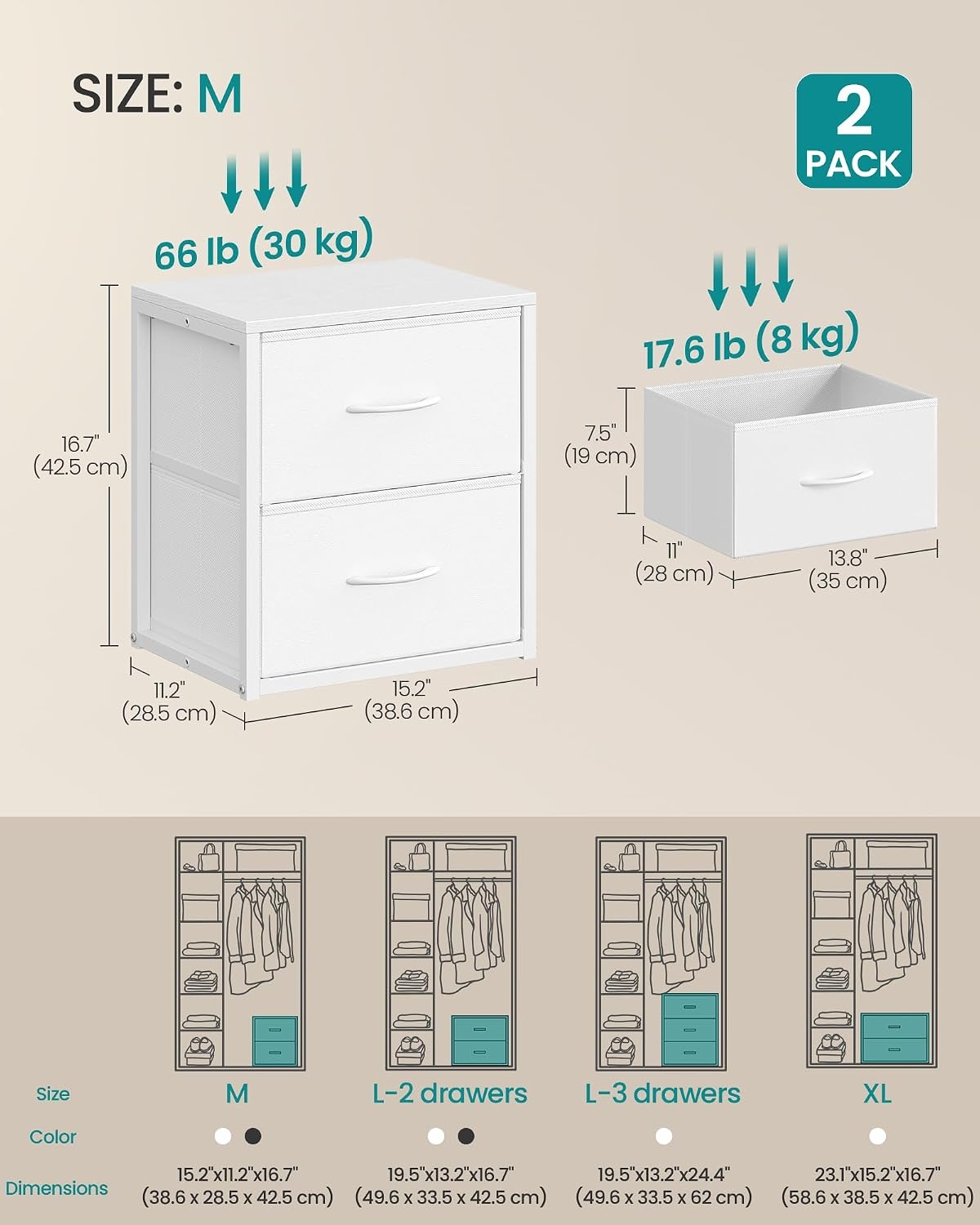 image:imageSONGMICS Closet Organizers and Storage Stackable Storage DrawersCloud White
