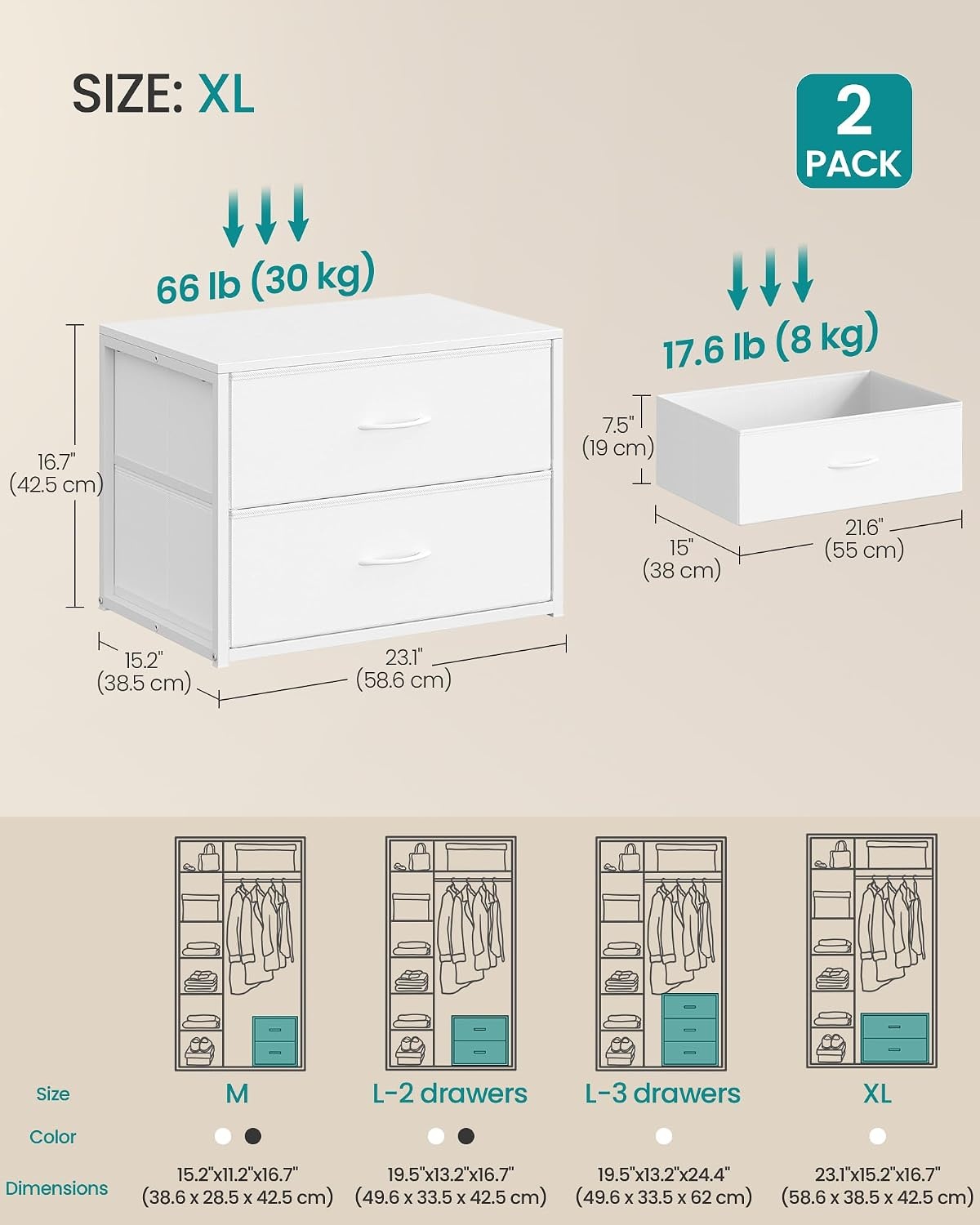 image:imageSONGMICS Closet Organizers and Storage Stackable Storage DrawersCloud White