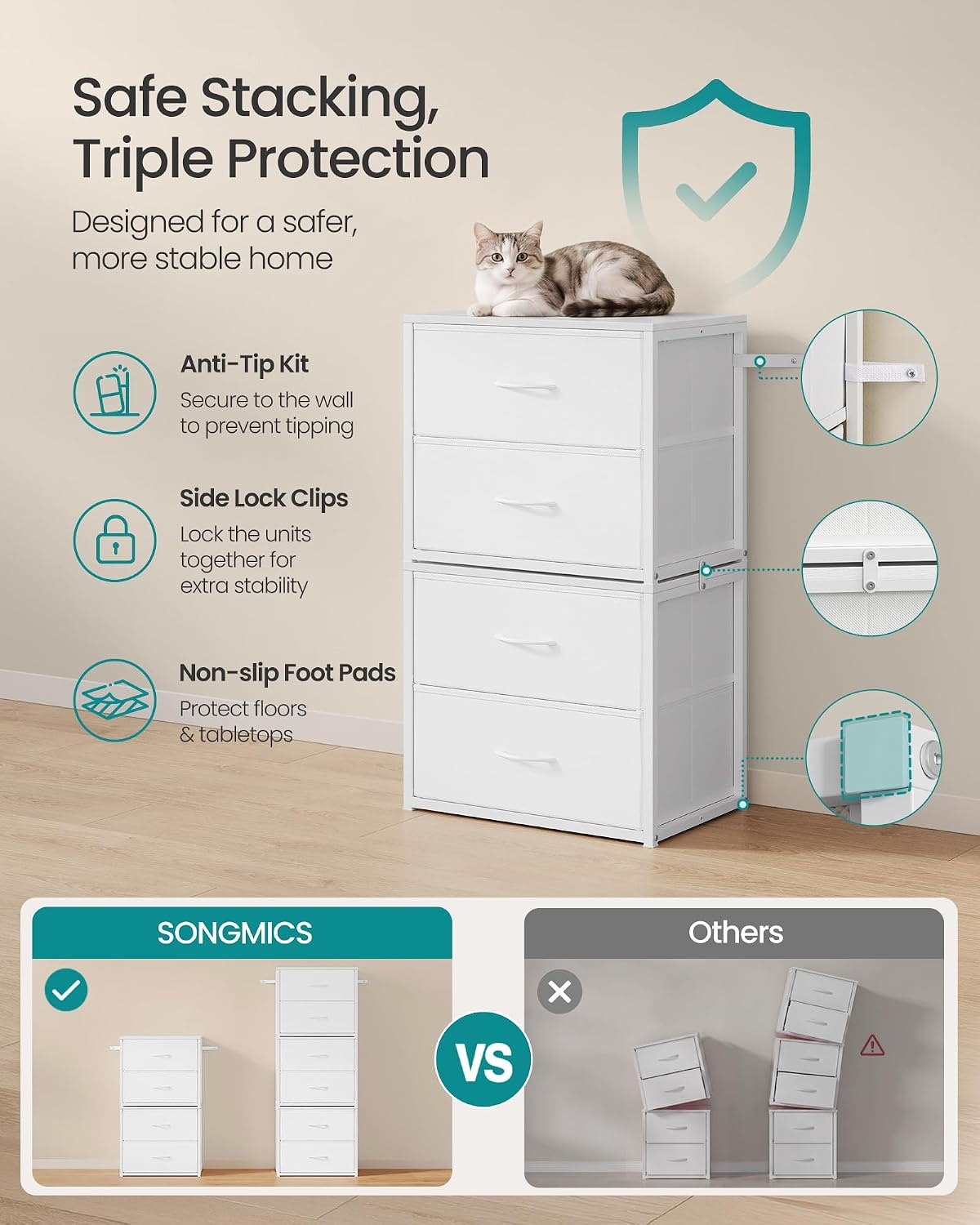 image:imageSONGMICS Closet Organizers and Storage Stackable Storage DrawersCloud White
