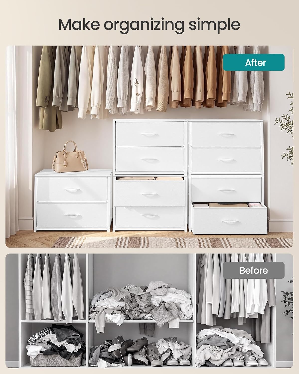 image:imageSONGMICS Closet Organizers and Storage Stackable Storage DrawersCloud White