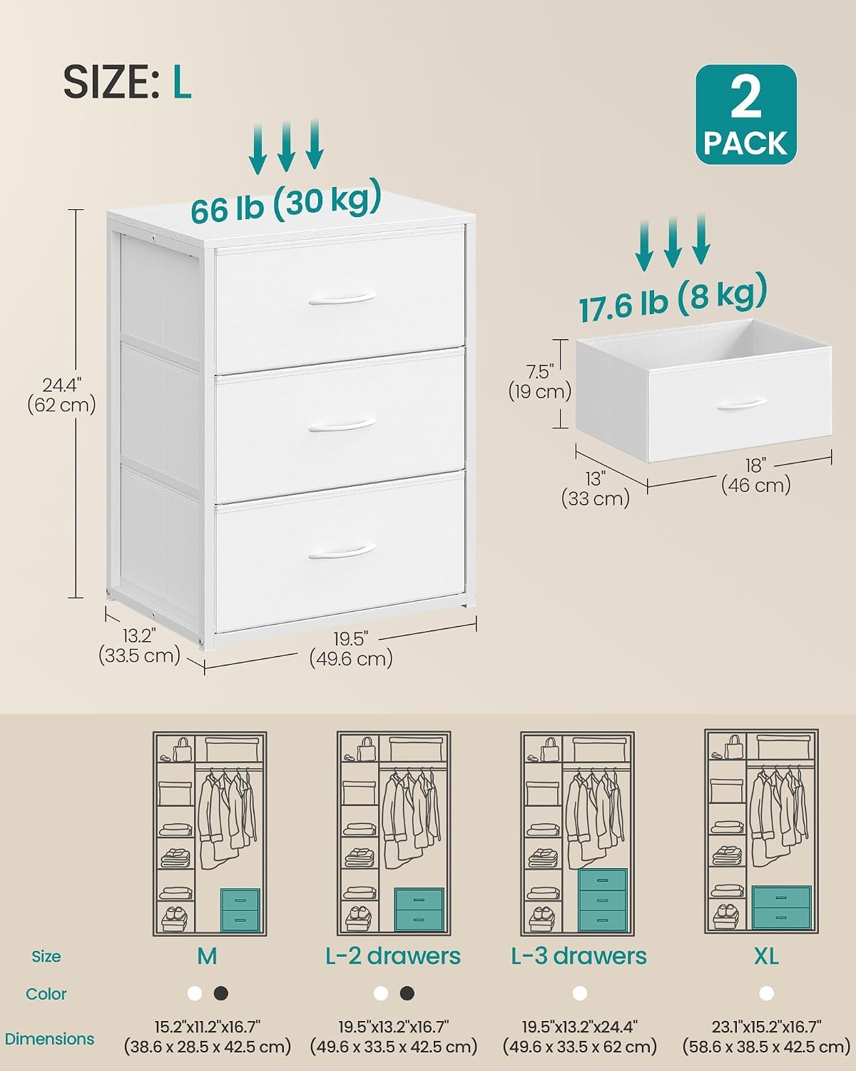 image:imageSONGMICS Closet Organizers and Storage Stackable Storage DrawersCloud White