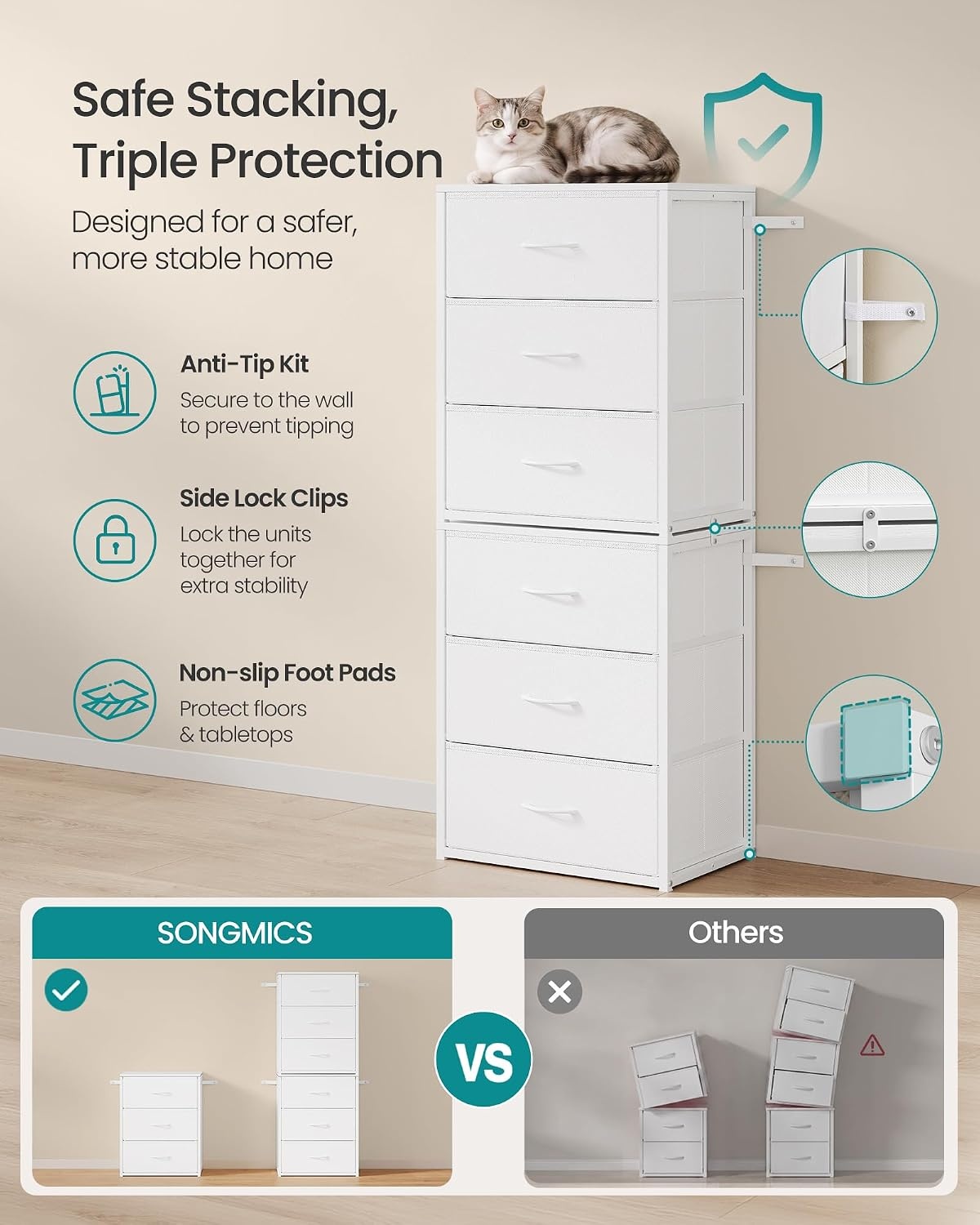 image:imageSONGMICS Closet Organizers and Storage Stackable Storage DrawersCloud White