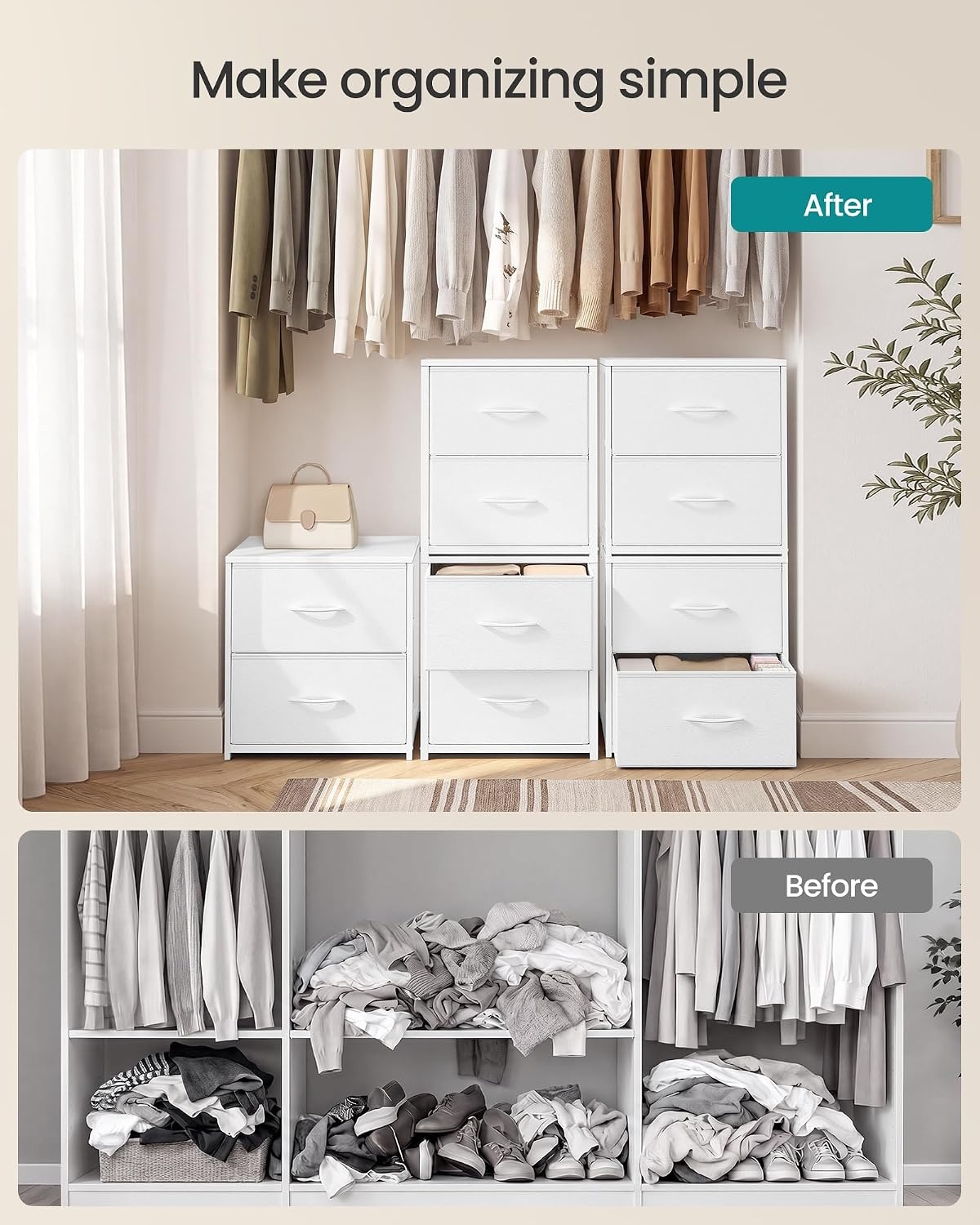 image:imageSONGMICS Closet Organizers and Storage Stackable Storage DrawersCloud White