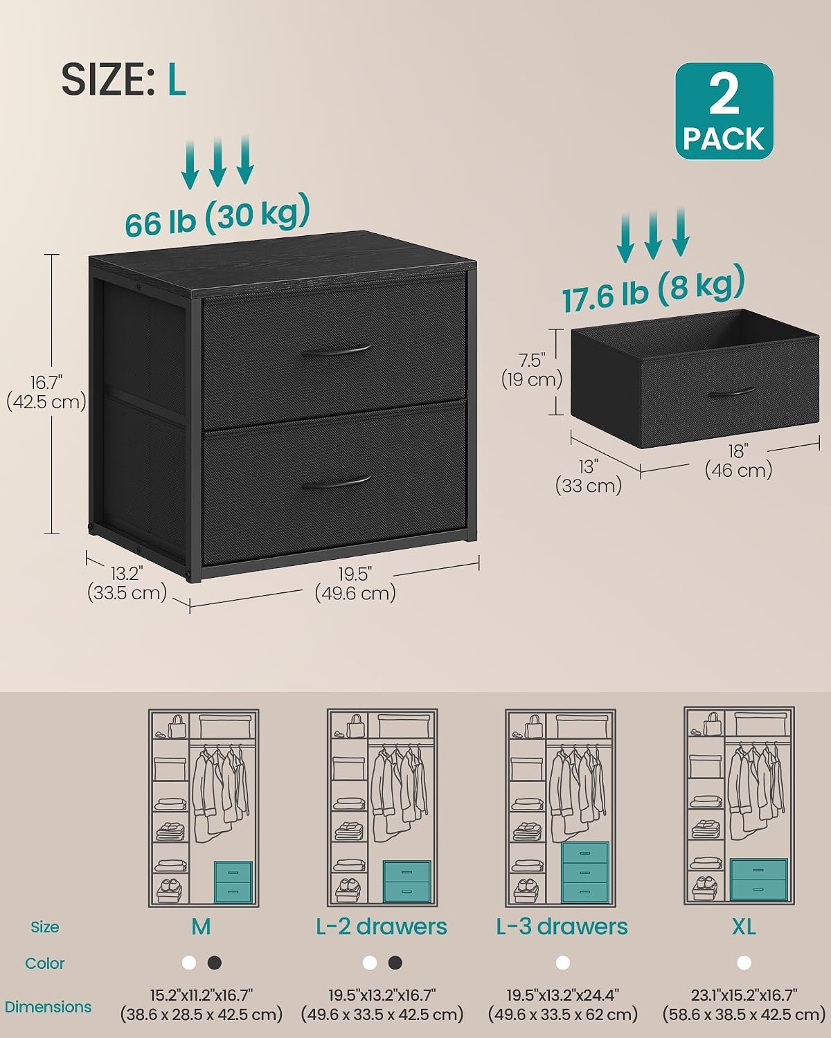 image:imageSONGMICS Closet Organizers and Storage Stackable Storage DrawersInk Black