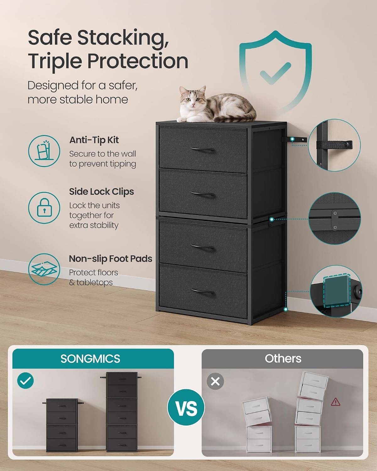 image:imageSONGMICS Closet Organizers and Storage Stackable Storage DrawersInk Black