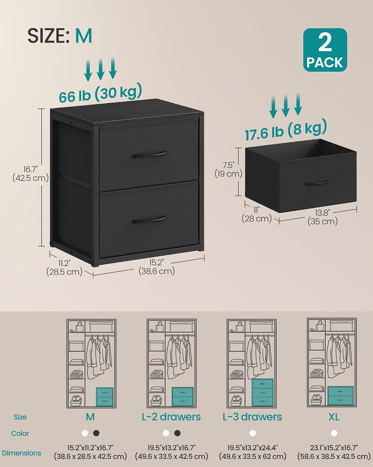 image:imageSONGMICS Closet Organizers and Storage Stackable Storage DrawersInk Black