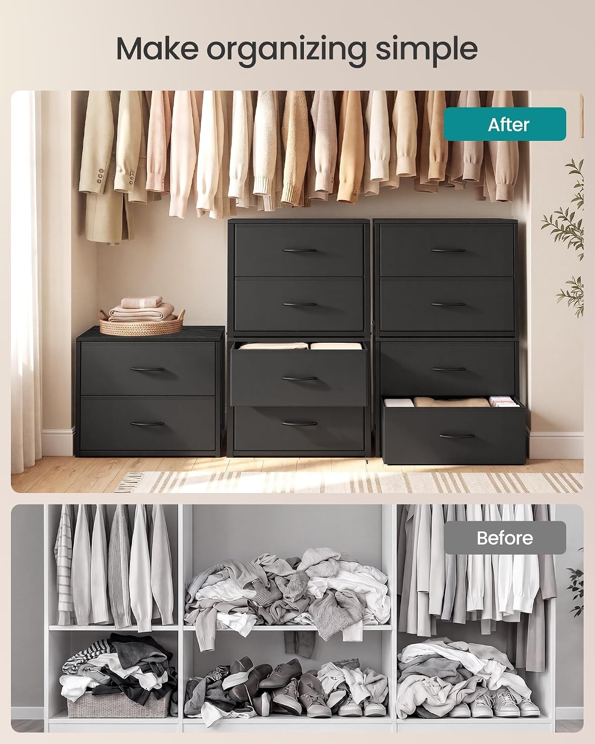image:imageSONGMICS Closet Organizers and Storage Stackable Storage DrawersInk Black