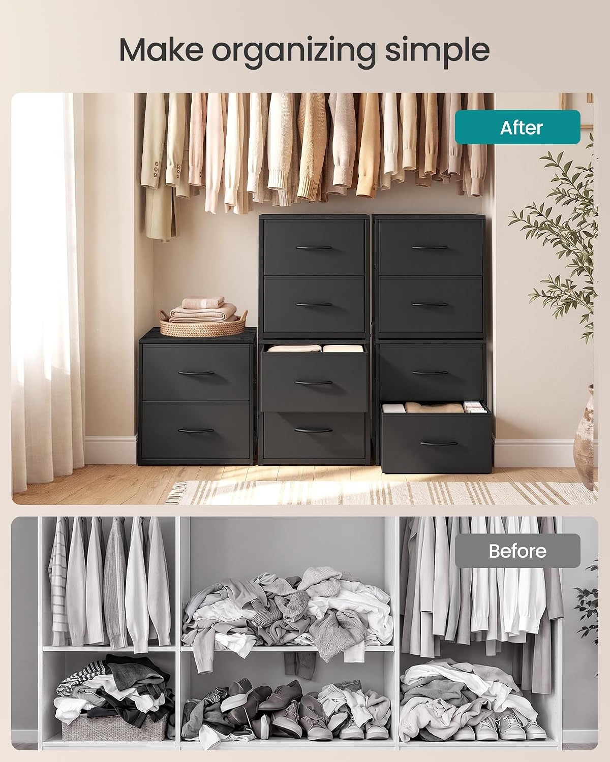 image:imageSONGMICS Closet Organizers and Storage Stackable Storage DrawersInk Black