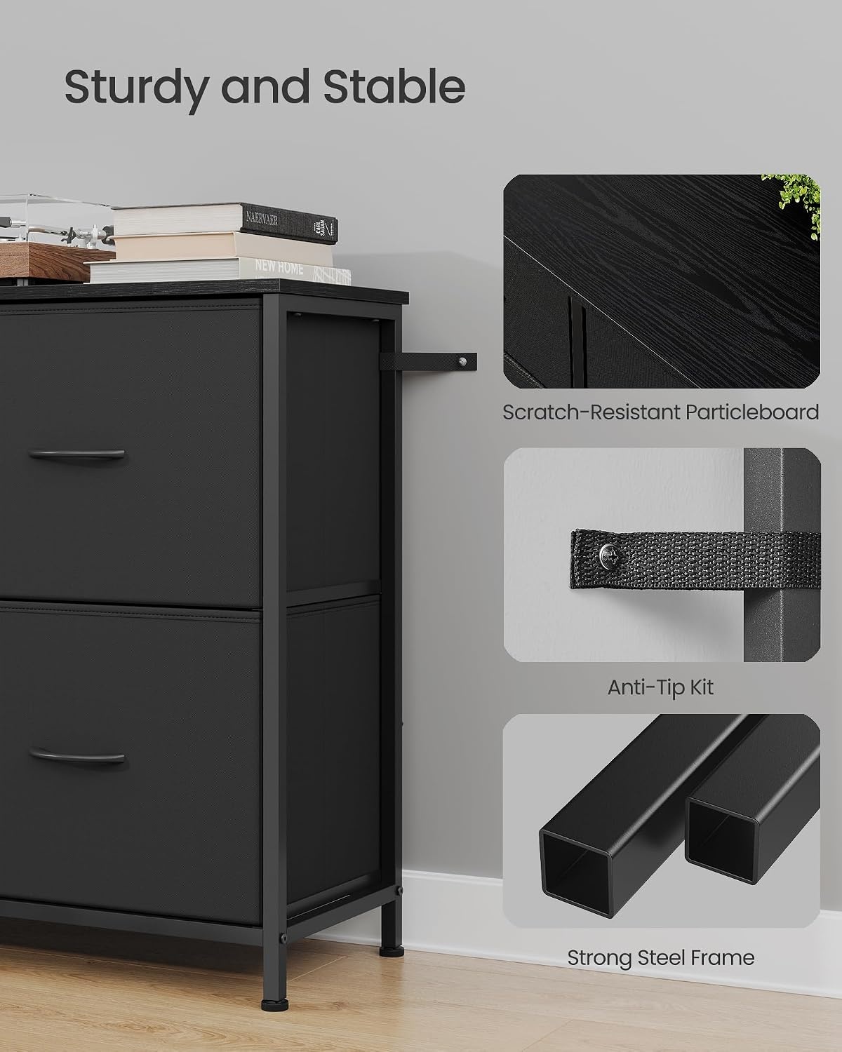 image:imageSONGMICS Dresser for Bedroom Wide Dresser for Closet with 5 Fabric DrawersInk Black